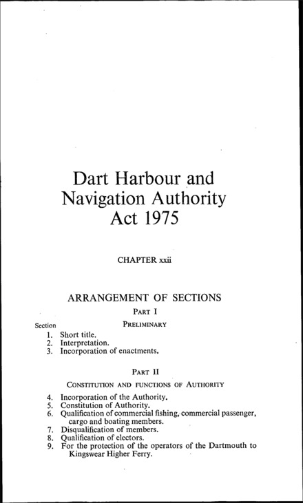 Dart Harbour and Navigation Authority Act 1975
