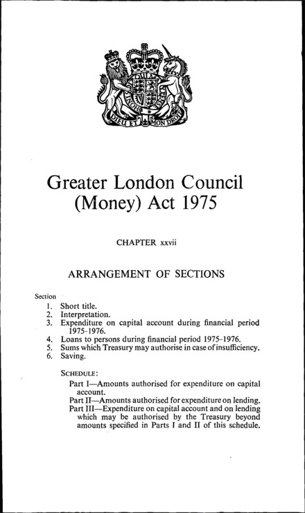 Greater London Council (Money) Act 1975