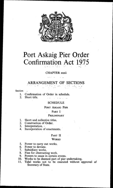 Port Askaig Pier Order Confirmation Act 1975