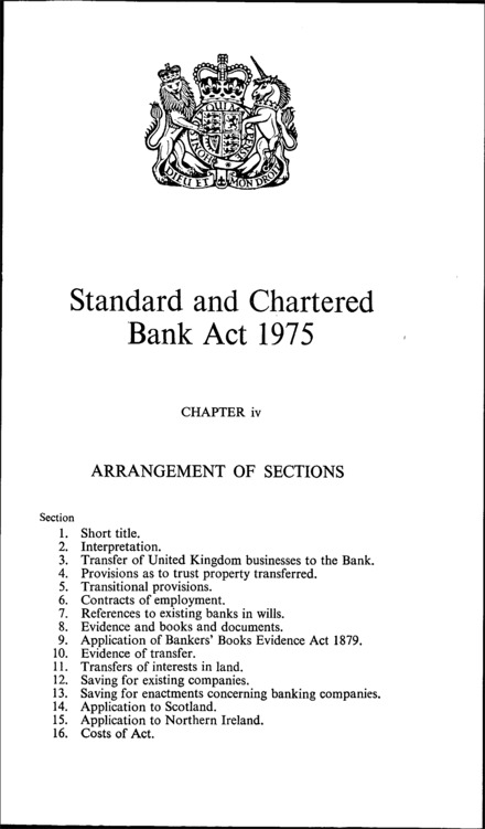 Standard and Chartered Bank Act 1975