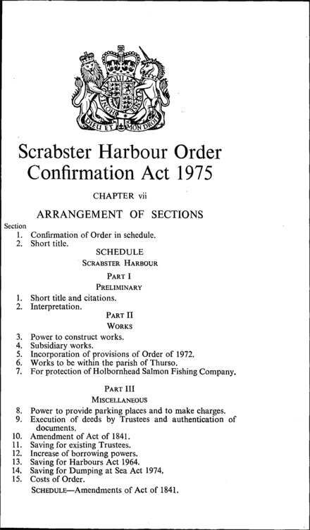 Scrabster Harbour Order Confirmation Act 1975