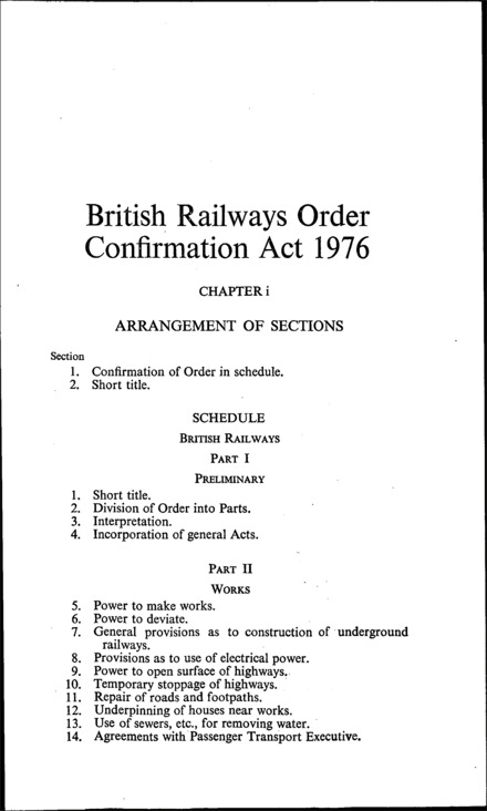 British Railways Order Confirmation Act 1976