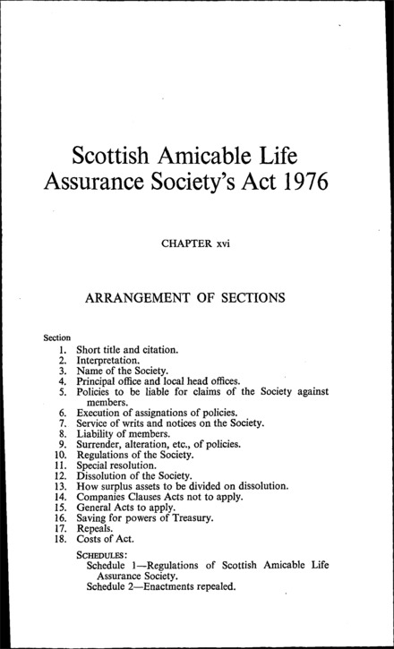 Scottish Amicable Life Assurance Society's Act 1976