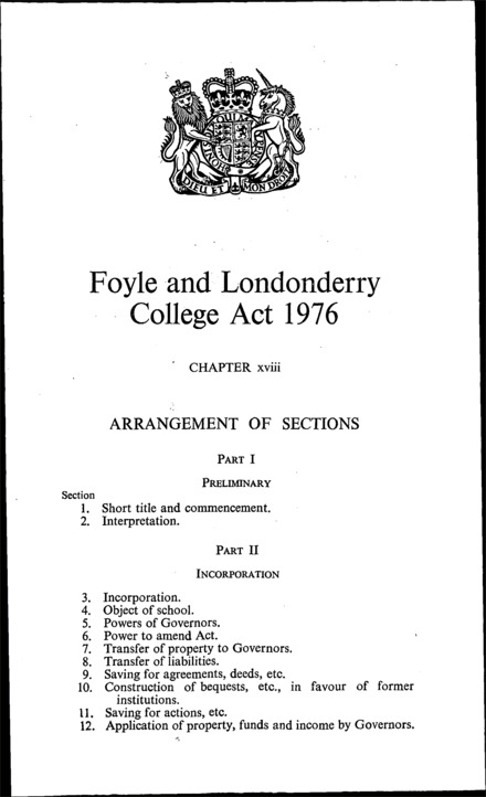 Foyle and Londonderry College Act 1976