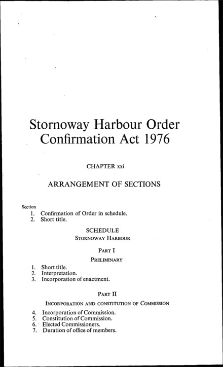 Stornoway Harbour Order Confirmation Act 1976