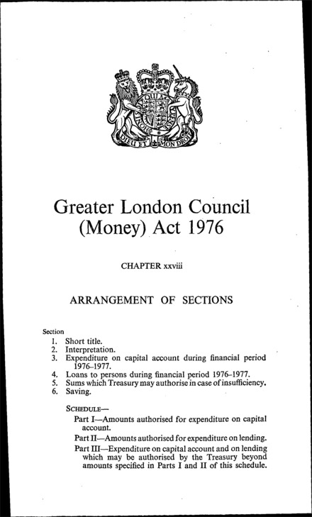 Greater London Council (Money) Act 1976