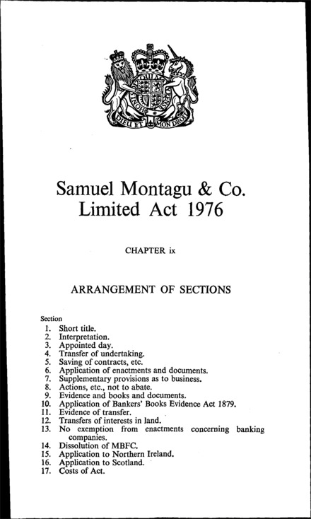 Simon Montague & Co. Limited Act 1976