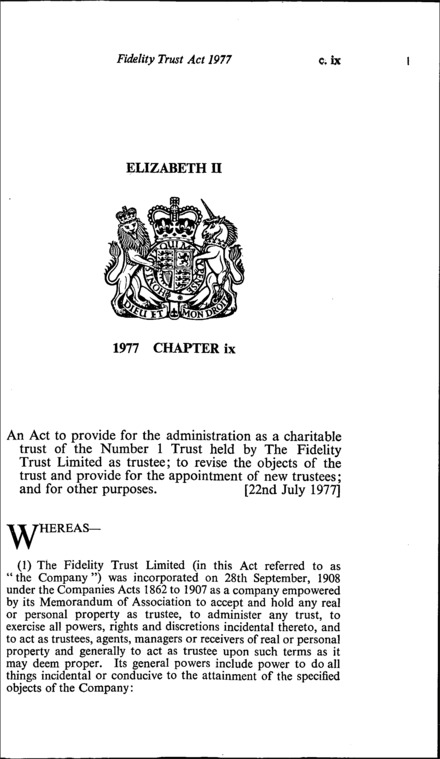 Fidelity Trust Act 1977