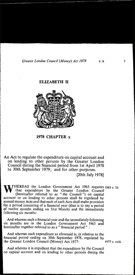 Greater London Council (Money) Act 1978