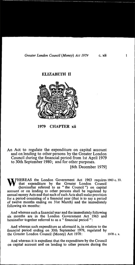 Greater London Council (Money) Act 1979