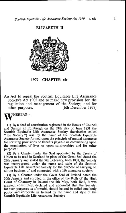 Scottish Equitable Life Assurance Society Act 1979