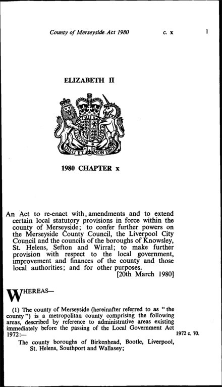County of Merseyside Act 1980
