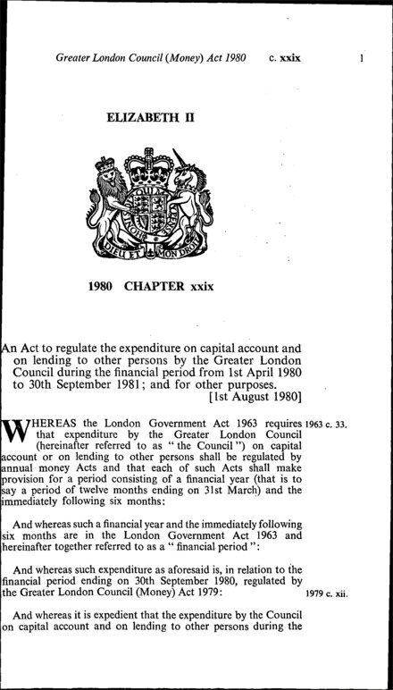 Greater London Council (Money) Act 1980