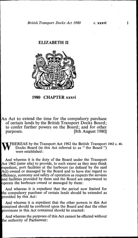 British Transport Docks Act 1980