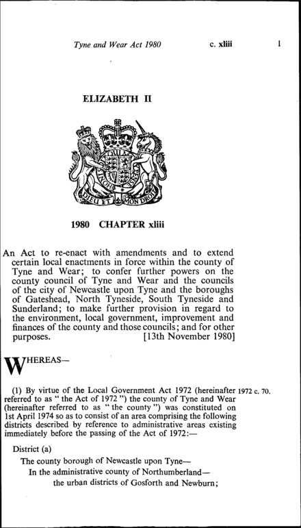 Tyne and Wear Act 1980