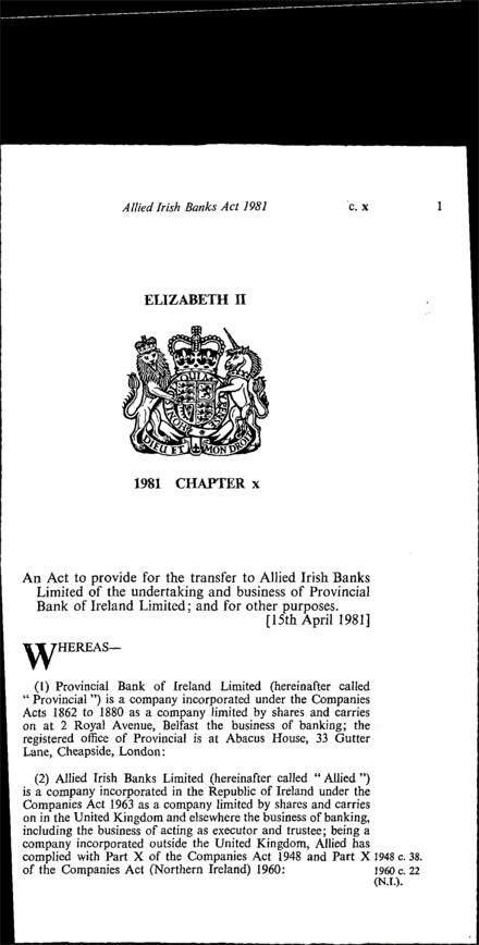 Allied Irish Banks Act 1981