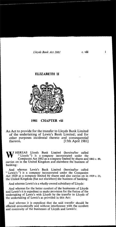 Lloyds Bank Act 1981