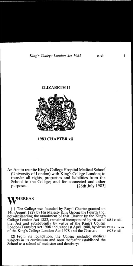 King's College London Act 1983
