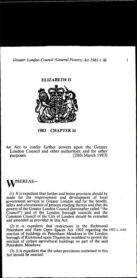 Greater London Council (General Powers) Act 1983