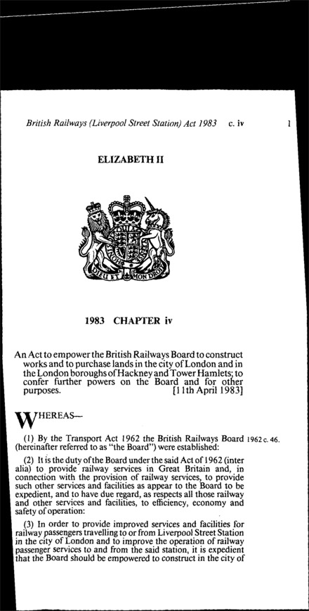 British Railways (Liverpool Street Station) Act 1983