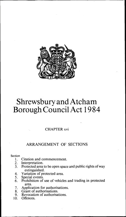 Shrewsbury and Atcham Borough Council Act 1984