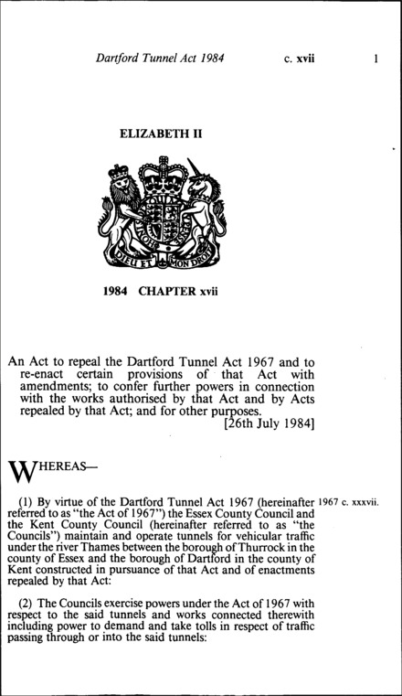 Dartford Tunnel Act 1984