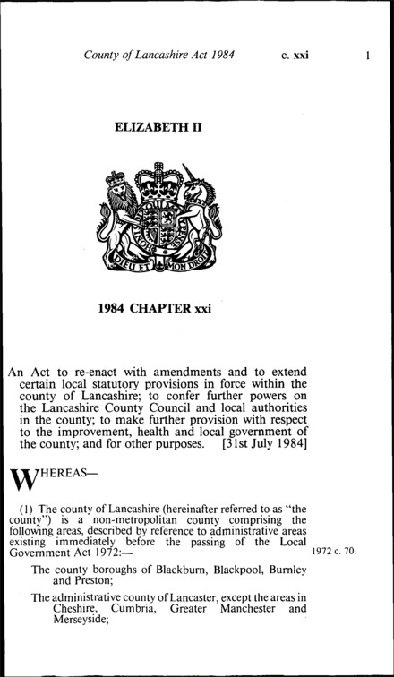 County of Lancashire Act 1984