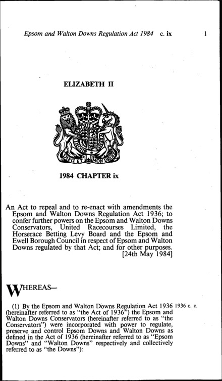 Epsom and Walton Downs Regulation Act 1984