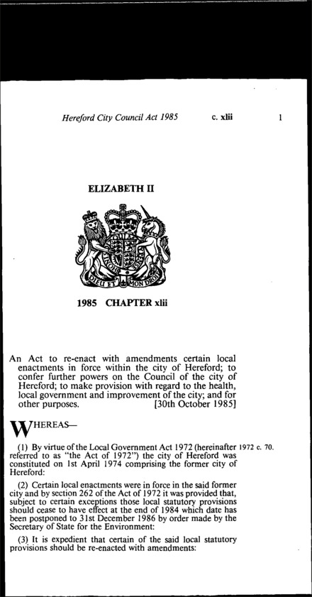 Hereford City Council Act 1985