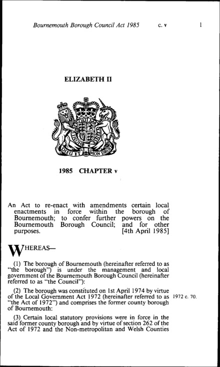 Bournemouth Borough Council Act 1985