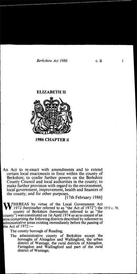 Berkshire Act 1986