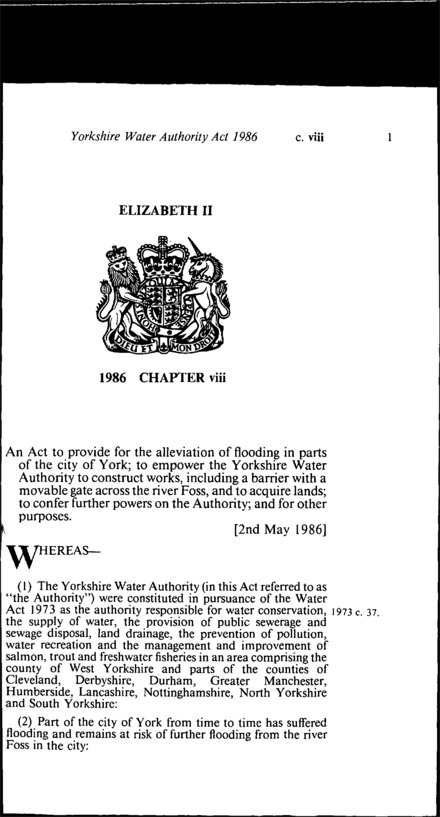 Yorkshire Water Authority Act 1986