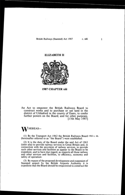 British Railways (Stansted) Act 1987