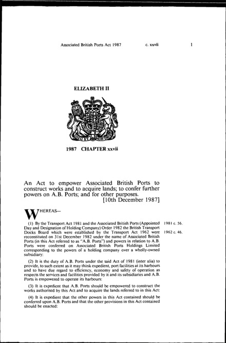 Associated British Ports Act 1987