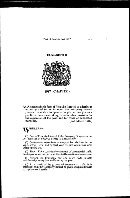 Port of Fosdyke Act 1987