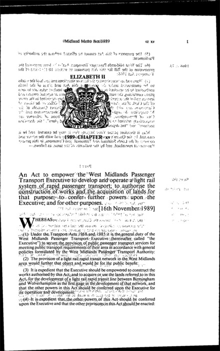 Midland Metro Act 1989