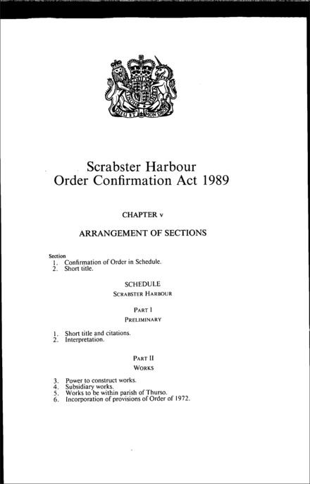 Scrabster Harbour Order Confirmation Act 1989