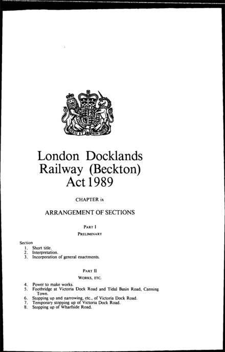 London Docklands Railway (Beckton) Act 1989