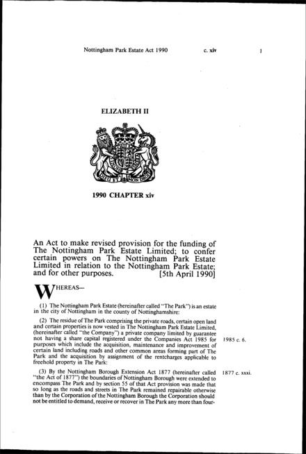 Nottingham Park Estate Act 1990