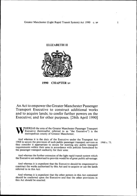 Greater Manchester (Light Rapid Transit System) Act 1990