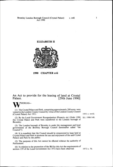 Bromley London Borough Council Act 1990