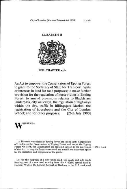City of London (Various Powers) Act 1990