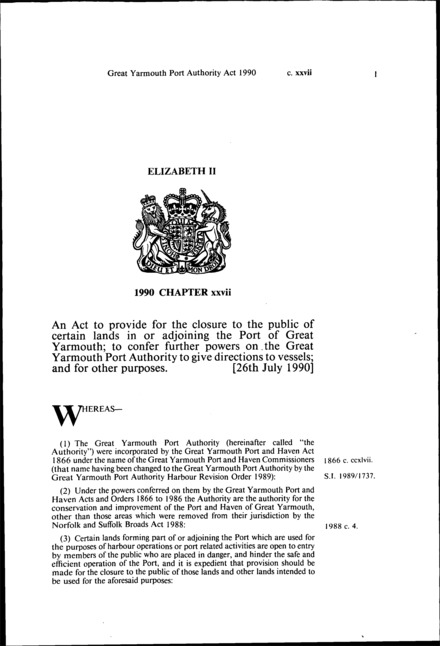 Great Yarmouth Port Authority Act 1990