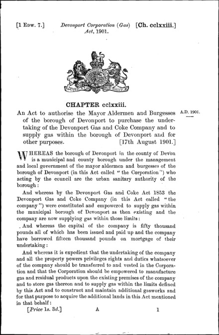 Devonport Corporation (Gas) Act 1901