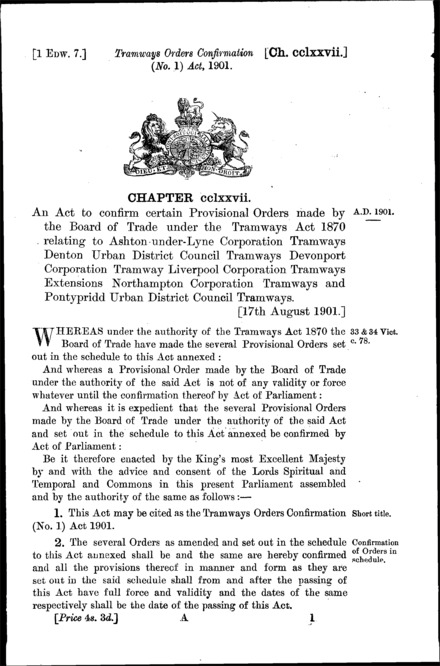 Tramways Orders Confirmation (No. 1) Act 1901