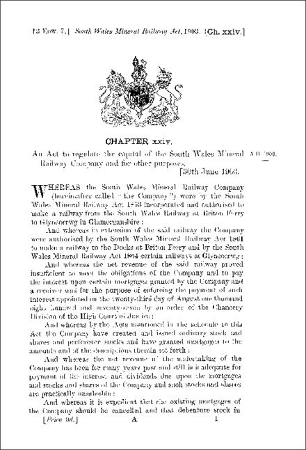 South Wales Mineral Railway Act 1903