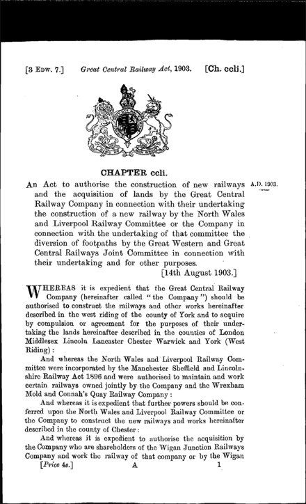 Great Central Railway Act 1903