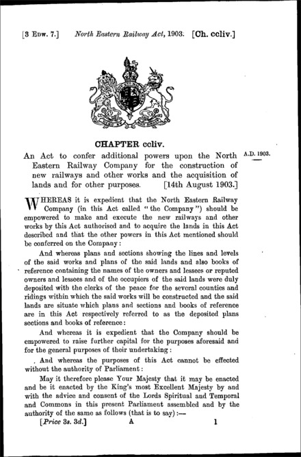North Eastern Railway Act 1903