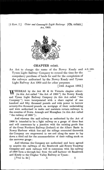 Ulster and Connaught Light Railways Act 1903