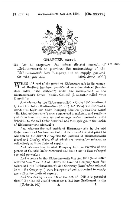 Rickmansworth Gas Act 1903